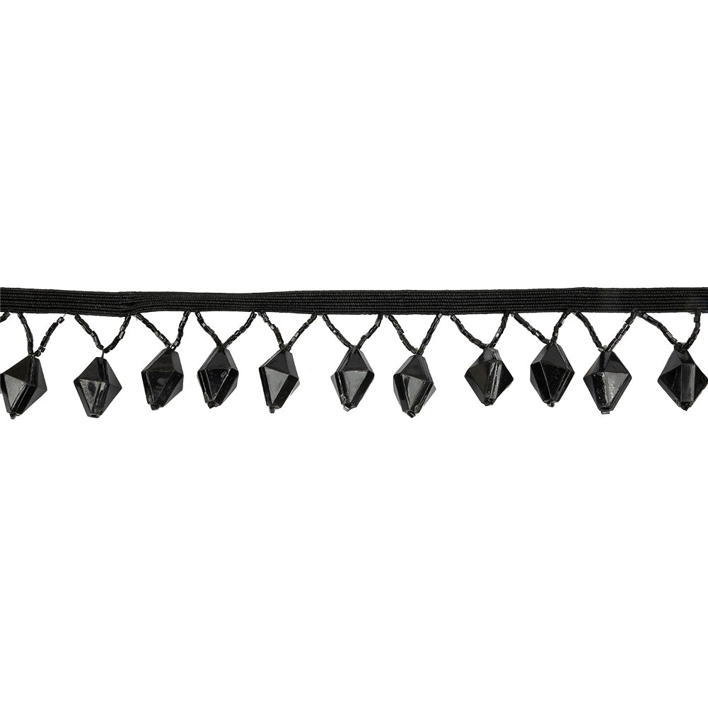 Vintage Black Diamond and Seed Beaded Fringe - 1.5" Vintage Black Diamond and Seed Beaded Fringe - 1.5"