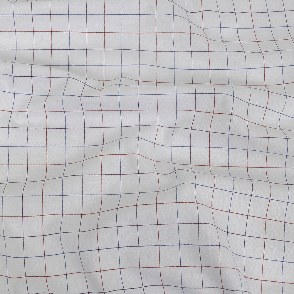 White, Adrenaline Rush and Nebulas Blue Gridded Checks Cotton Shirting White, Adrenaline Rush and Nebulas Blue Gridded Checks Cotton Shirting