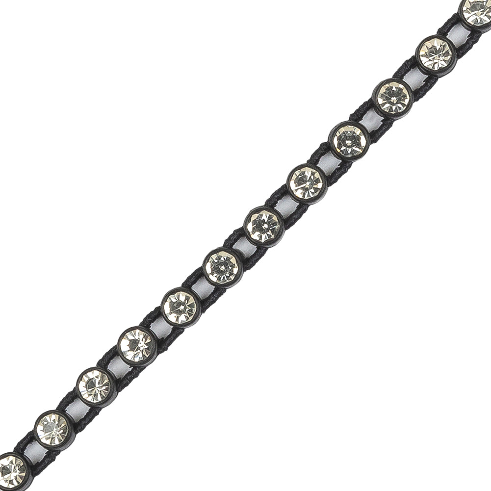 Vintage Crystal and Black Stretch Rhinestone Trimming - 4mm Detail Vintage Crystal and Black Stretch Rhinestone Trimming - 4mm Detail