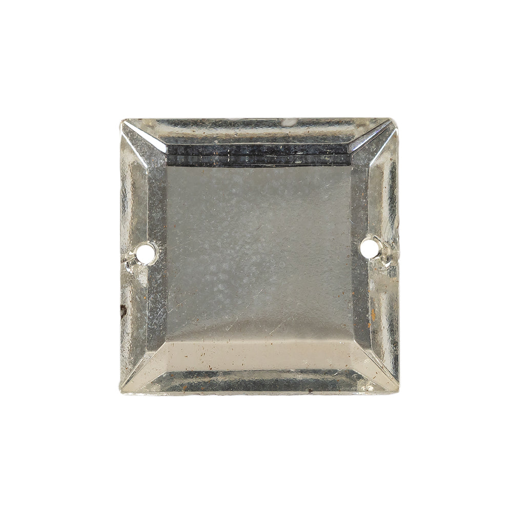 Vintage Crystal Sew-On Beveled Square Ornament with Gold Backing - 50L/23mm Vintage Crystal Sew-On Beveled Square Ornament with Gold Backing - 50L/23mm