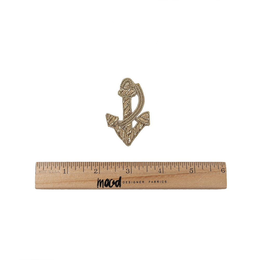 Vintage Silver Lurex Bullion Stitch Anchor Applique - 2.25" x 1.375" Full Vintage Silver Lurex Bullion Stitch Anchor Applique - 2.25" x 1.375" Full