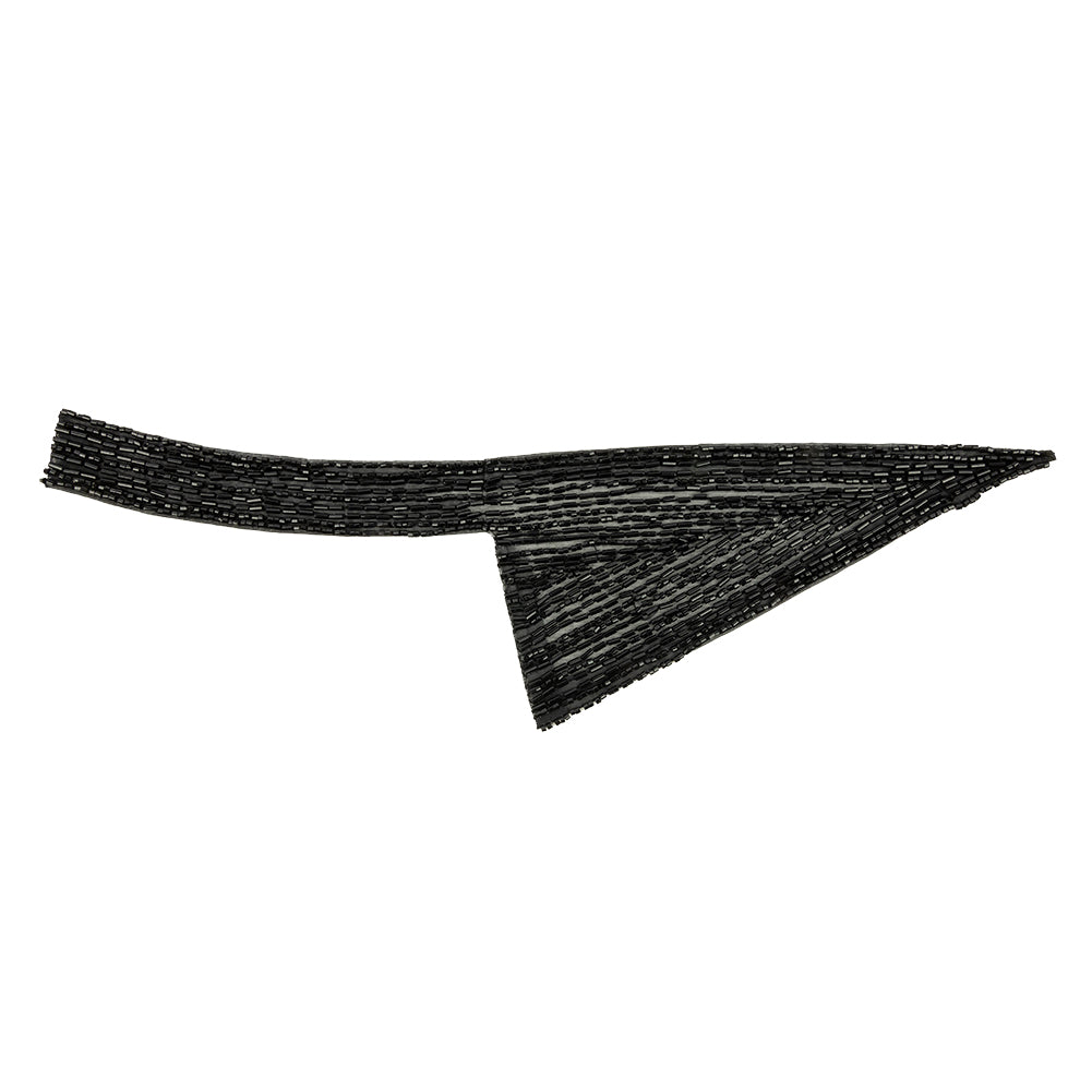 Vintage Black Geometric Glass Beaded Left Lapel Applique - 13" x 3.625" Vintage Black Geometric Glass Beaded Left Lapel Applique - 13" x 3.625"