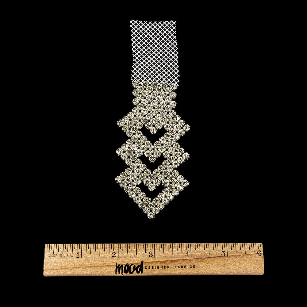 Vintage Czech Crystals on White Mesh Heart Ornament - 6" x 2" Full Vintage Czech Crystals on White Mesh Heart Ornament - 6" x 2" Full