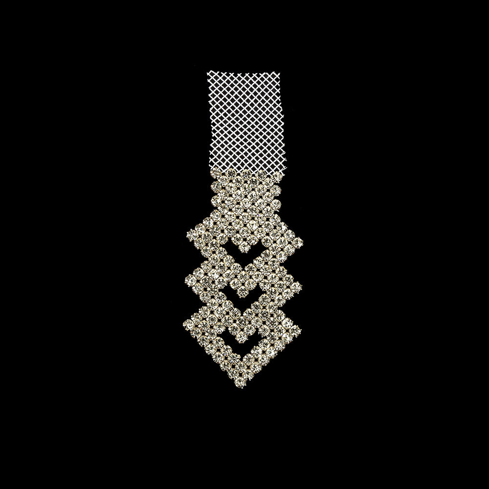 Vintage Czech Crystals on White Mesh Heart Ornament - 6" x 2" Vintage Czech Crystals on White Mesh Heart Ornament - 6" x 2"