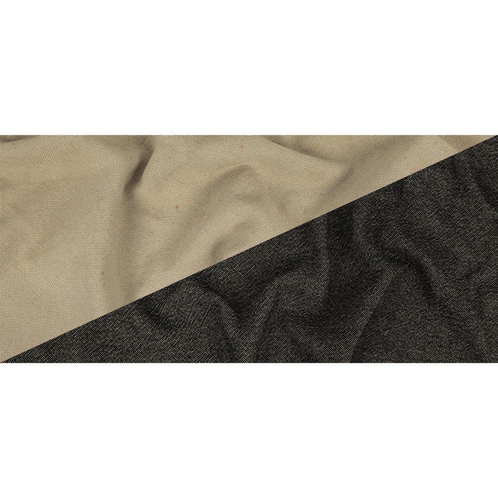Jet Black and Oyster Gray Basketwoven Wool Double Cloth Full Jet Black and Oyster Gray Basketwoven Wool Double Cloth Full