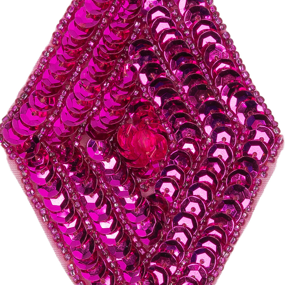Vintage Fuchsia Sequins and Beaded Diamond Applique - 5" x 2.75" Detail Vintage Fuchsia Sequins and Beaded Diamond Applique - 5" x 2.75" Detail