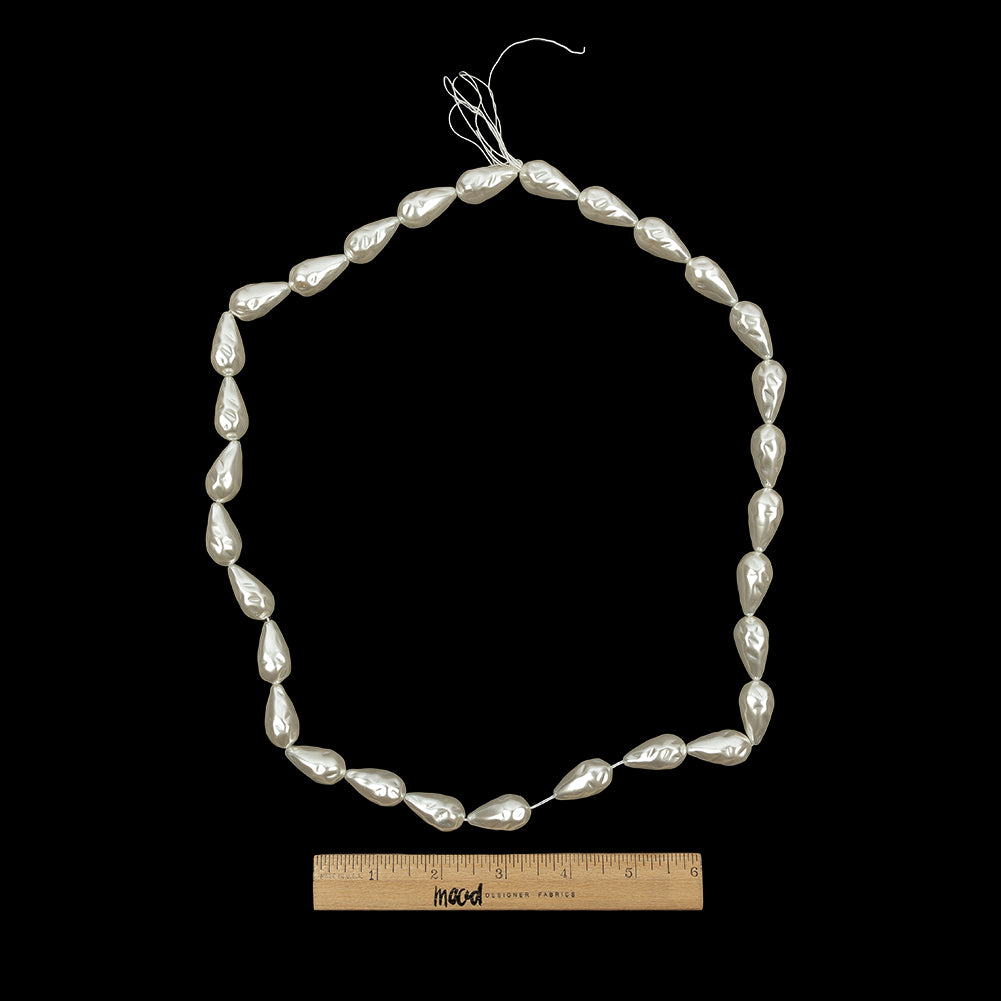 Vintage Faux Pearl Teardrop Beads Strand - 1" x 0.5" Full Vintage Faux Pearl Teardrop Beads Strand - 1" x 0.5" Full