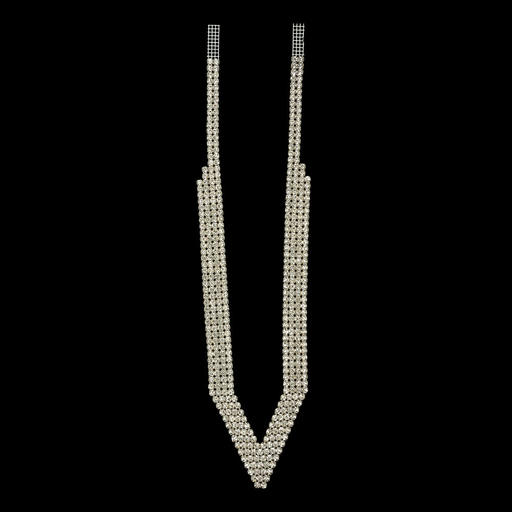Vintage Crystal Rhinestone Pointed Collar Applique - 13.25" x 3.125" Vintage Crystal Rhinestone Pointed Collar Applique - 13.25" x 3.125"
