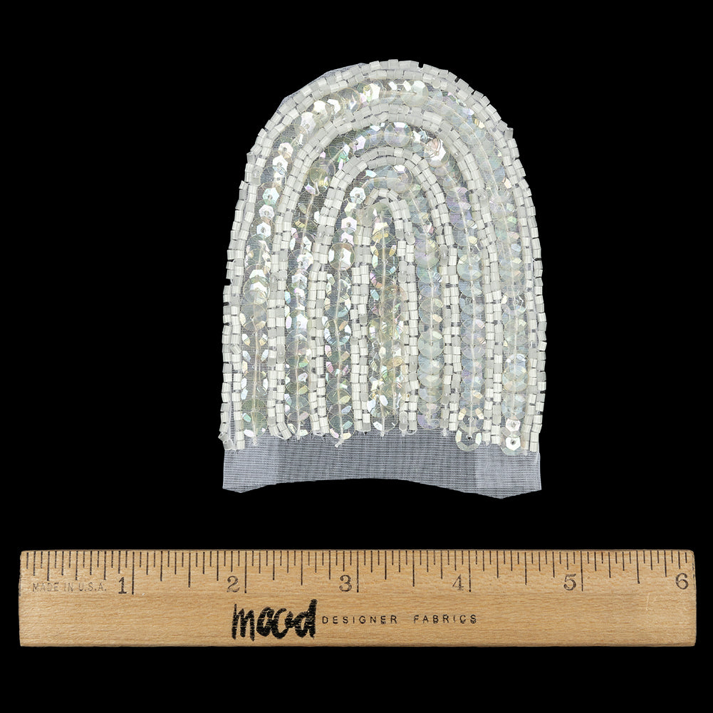 Vintage White Arches Beaded and Sequins Applique - 3.5" x 3" Full Vintage White Arches Beaded and Sequins Applique - 3.5" x 3" Full