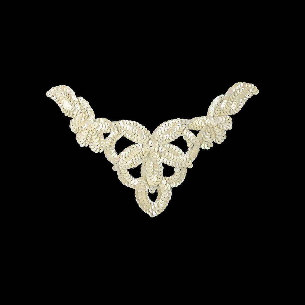 Vintage Aloe Wash and Platinum Frosting Sequins Classical Floral Abstract Applique - 5.5" x 8.75" Vintage Aloe Wash and Platinum Frosting Sequins Classical Floral Abstract Applique - 5.5" x 8.75"