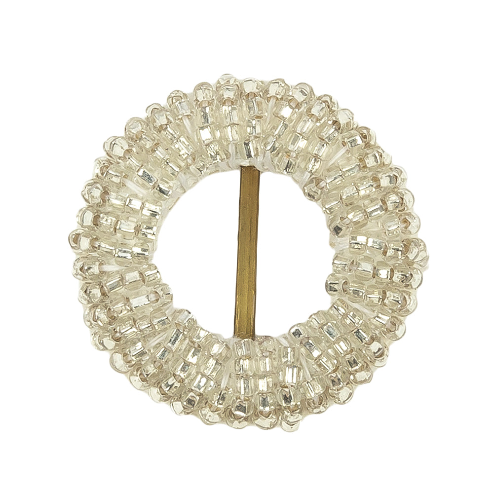 Vintage Silver-Lined Beaded Circular Slider with Brass Bar - 1.125" Vintage Silver-Lined Beaded Circular Slider with Brass Bar - 1.125"