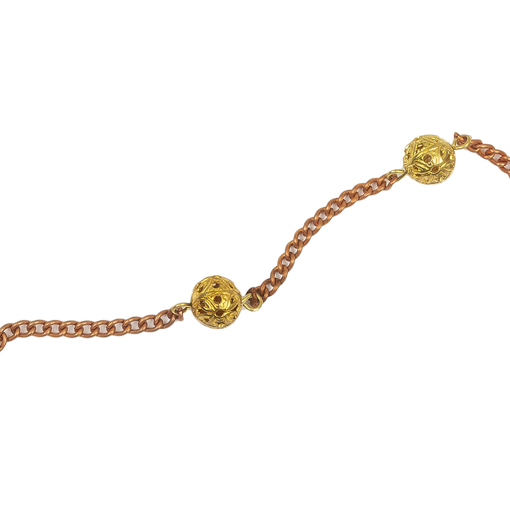Vintage Bronze and Gold Metal Bead Chain Belt - 117" Detail Vintage Bronze and Gold Metal Bead Chain Belt - 117" Detail