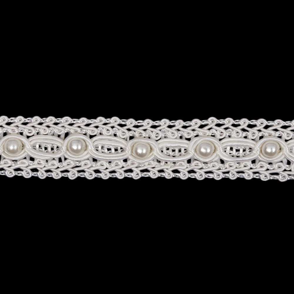 Vintage Pearl Gimp Braided Trim with Pearl Accents - 0.625" Detail Vintage Pearl Gimp Braided Trim with Pearl Accents - 0.625" Detail