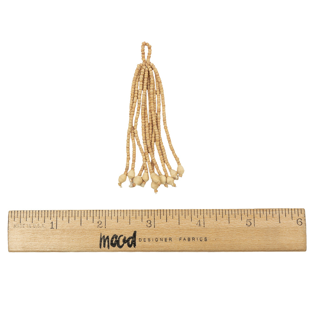 Vintage Natural Wood Beaded Tassel - 3" Full Vintage Natural Wood Beaded Tassel - 3" Full