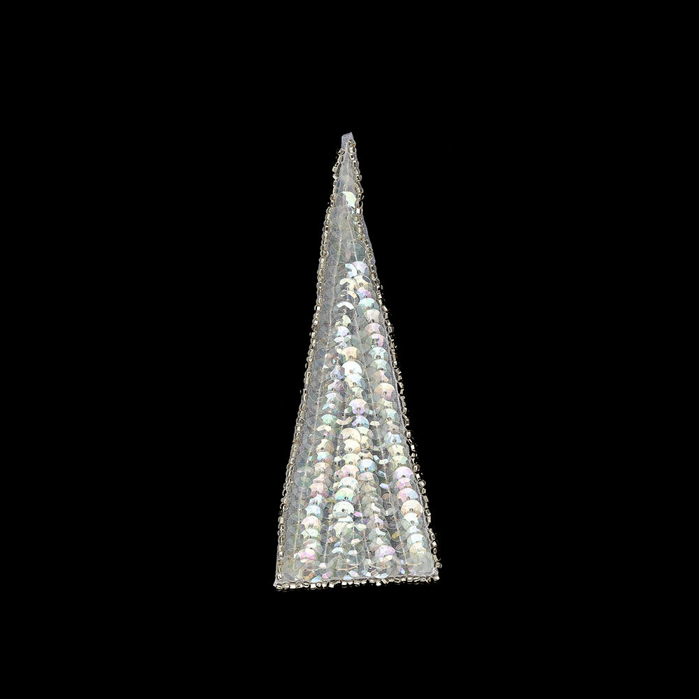 Vintage Crystal Iris Sequins and Silver-Lined Beads Triangle Applique - 4.875" x 1.875" Vintage Crystal Iris Sequins and Silver-Lined Beads Triangle Applique - 4.875" x 1.875"