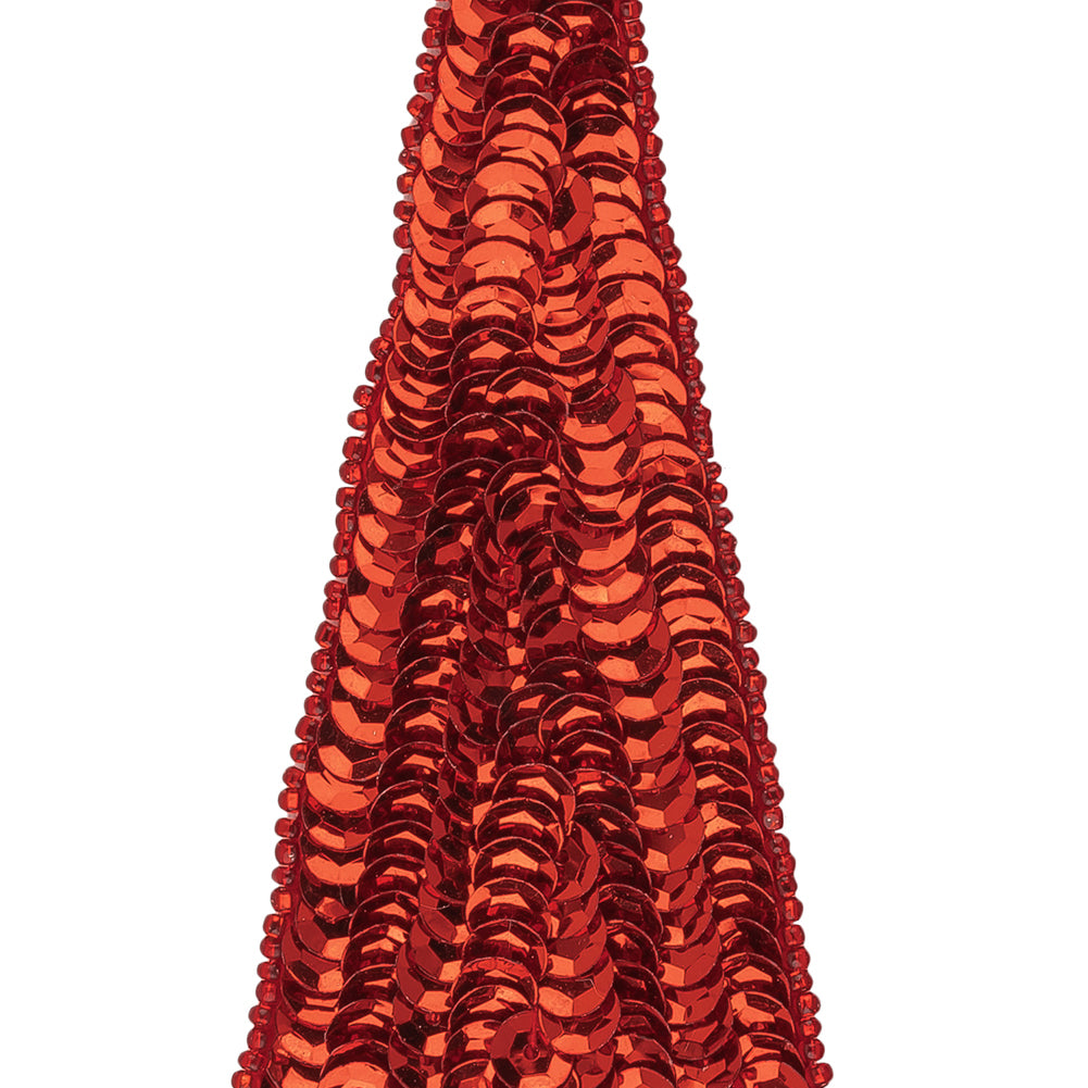 Vintage Ruby Red Sequins and Beads Triangle Applique - 4.875" x 1.875" Detail Vintage Ruby Red Sequins and Beads Triangle Applique - 4.875" x 1.875" Detail