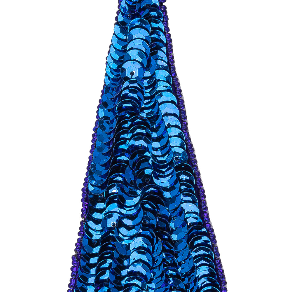Vintage Magnetic Blue Sequins and Beads Triangle Applique - 4.875" x 1.875" Detail Vintage Magnetic Blue Sequins and Beads Triangle Applique - 4.875" x 1.875" Detail