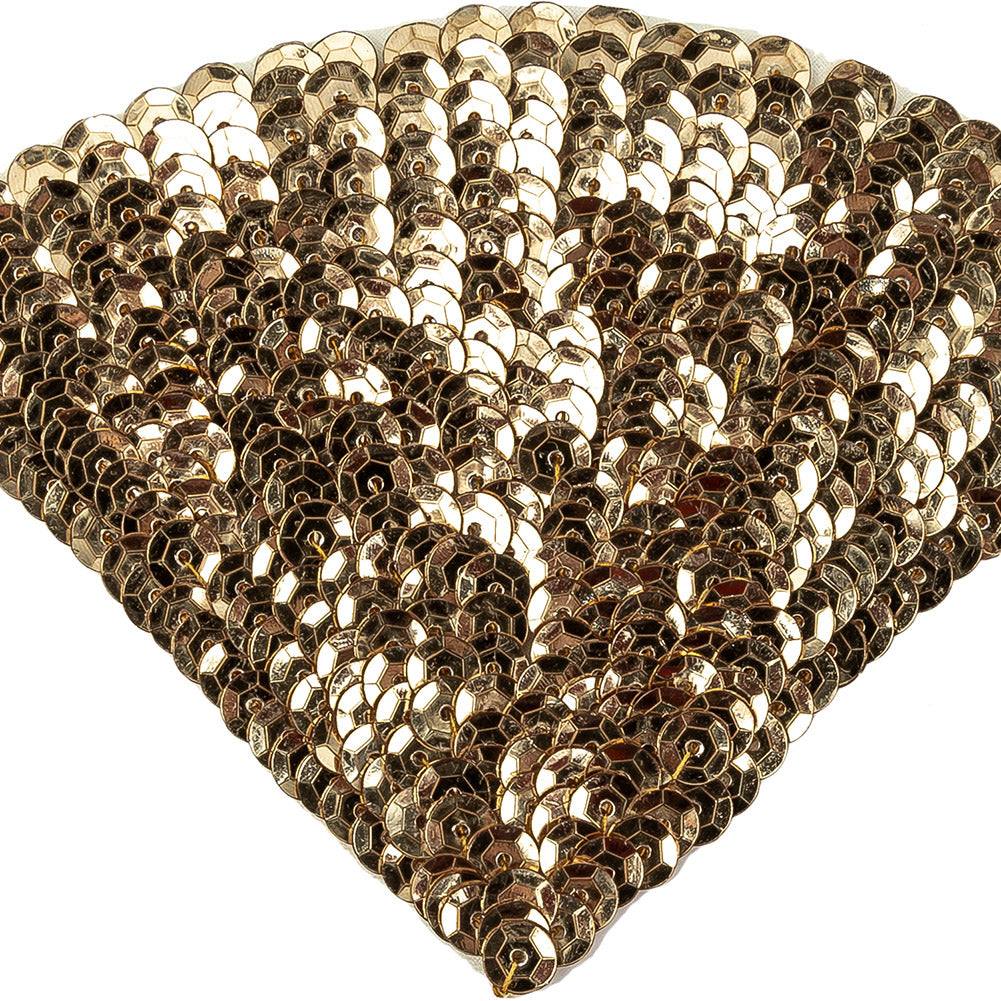 Vintage Gold Sequins Fan Applique - 3.5" x 5" Detail Vintage Gold Sequins Fan Applique - 3.5" x 5" Detail