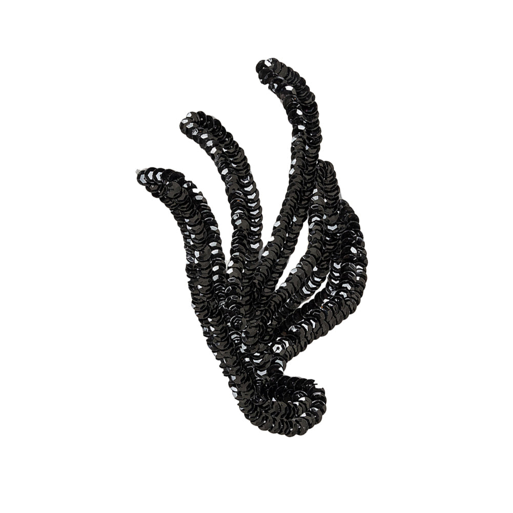 Vintage Black Sequined Abstract Left Side Applique - 5.25" x 3.625" Vintage Black Sequined Abstract Left Side Applique - 5.25" x 3.625"