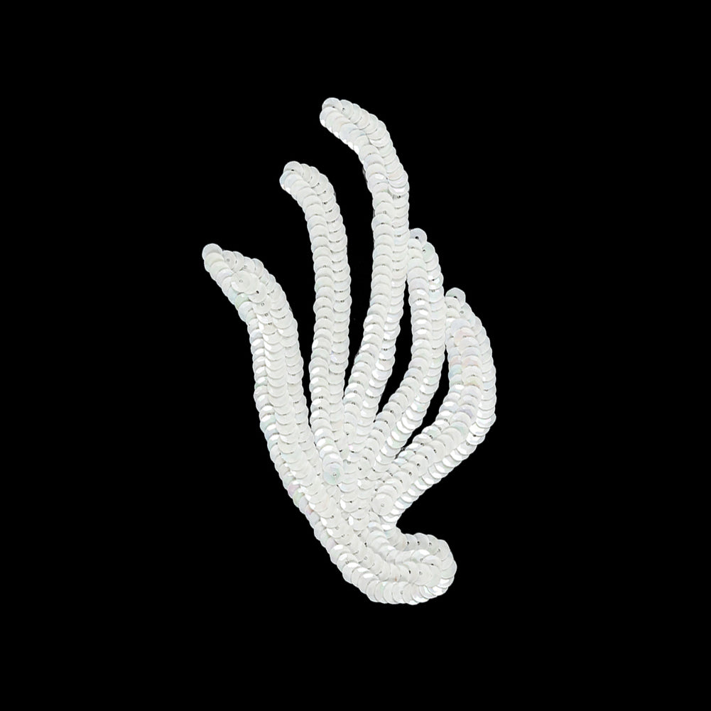 Vintage White Sequined Abstract Left Side Applique - 5.25" x 3.625" Vintage White Sequined Abstract Left Side Applique - 5.25" x 3.625"