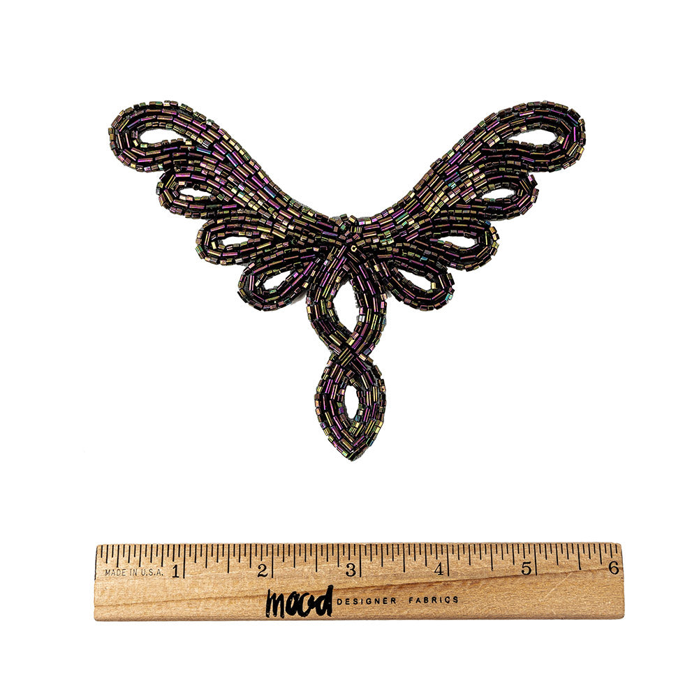 Vintage Purple Iris Bugle and Chop Beaded Abstract Applique - 4.25" x 5.5" Full Vintage Purple Iris Bugle and Chop Beaded Abstract Applique - 4.25" x 5.5" Full