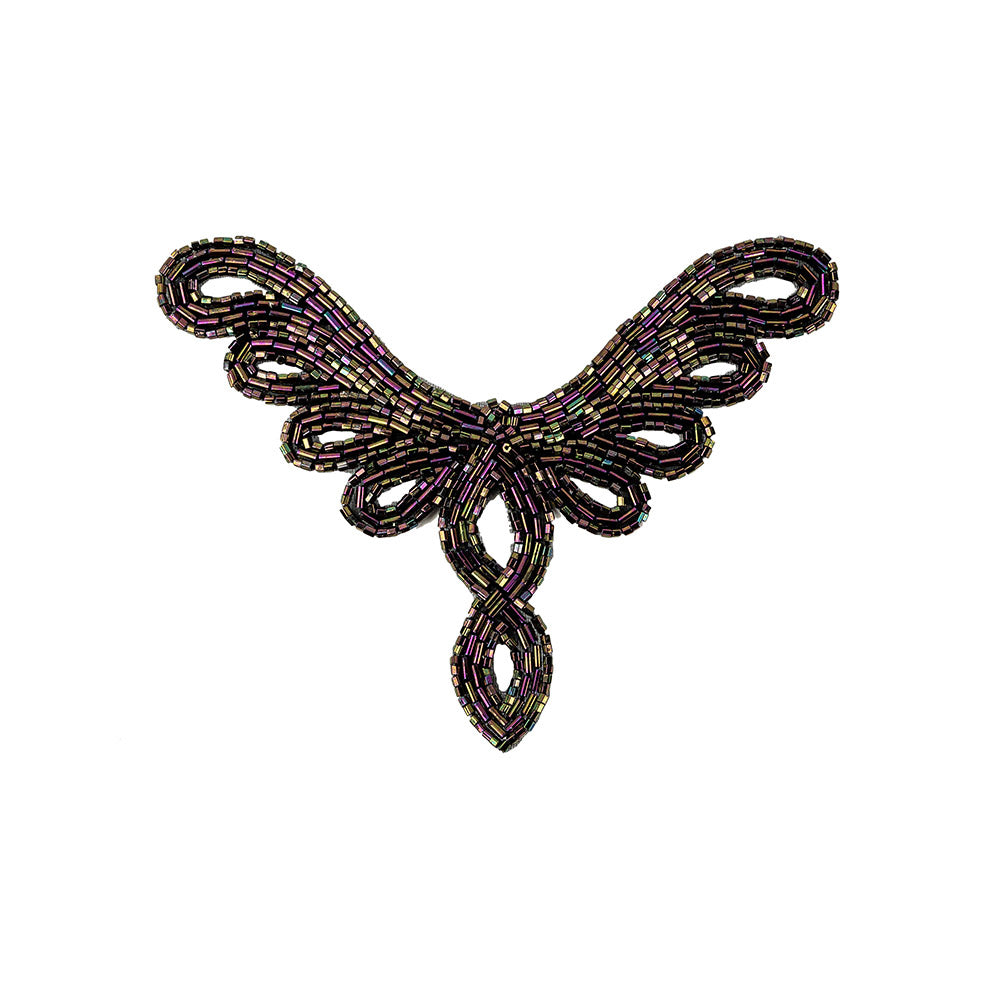 Vintage Purple Iris Bugle and Chop Beaded Abstract Applique - 4.25" x 5.5" Vintage Purple Iris Bugle and Chop Beaded Abstract Applique - 4.25" x 5.5"