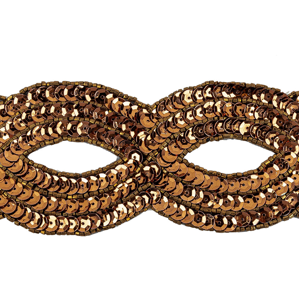 Vintage Bronze Sequins and Beaded Figure Eight Applique - 11" x 2.5" Detail Vintage Bronze Sequins and Beaded Figure Eight Applique - 11" x 2.5" Detail