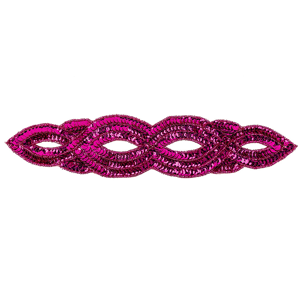 Vintage Fuchsia Sequins and Beaded Figure Eight Applique - 11" x 2.5" Vintage Fuchsia Sequins and Beaded Figure Eight Applique - 11" x 2.5"