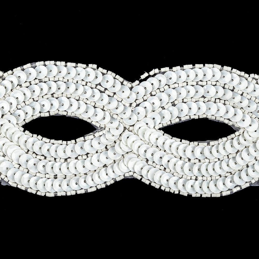 Vintage White Sequins and Beaded Figure Eight Applique - 11" x 2.5" Detail Vintage White Sequins and Beaded Figure Eight Applique - 11" x 2.5" Detail