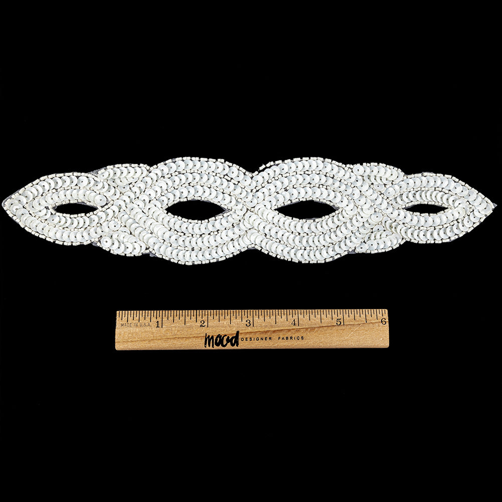 Vintage White Sequins and Beaded Figure Eight Applique - 11" x 2.5" Full Vintage White Sequins and Beaded Figure Eight Applique - 11" x 2.5" Full