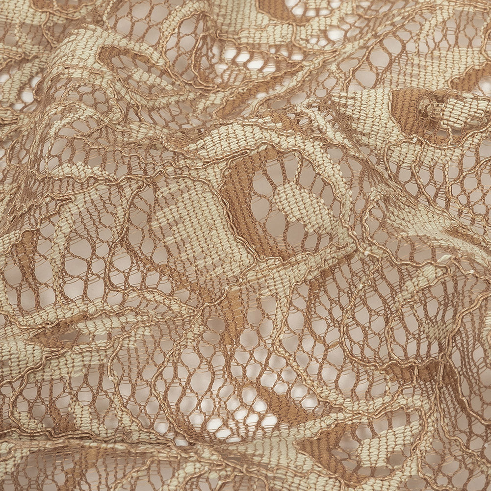 Taupe Peacock Feathers Corded Lace Detail Taupe Peacock Feathers Corded Lace Detail