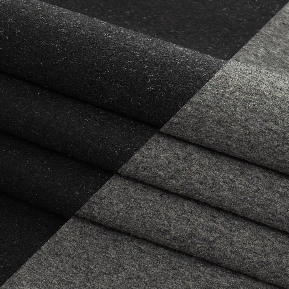Black and Heathered Granite Gray Double-Faced Wool and Cashmere Double Cloth Folded Black and Heathered Granite Gray Double-Faced Wool and Cashmere Double Cloth Folded