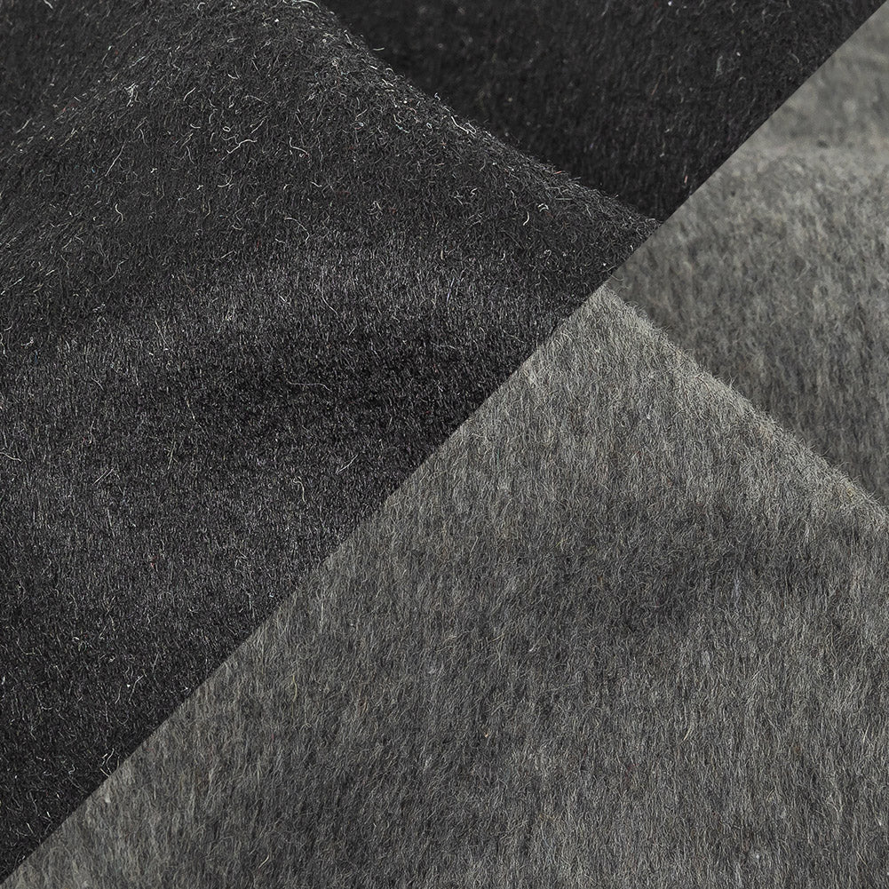 Black and Heathered Granite Gray Double-Faced Wool and Cashmere Double Cloth Detail Black and Heathered Granite Gray Double-Faced Wool and Cashmere Double Cloth Detail