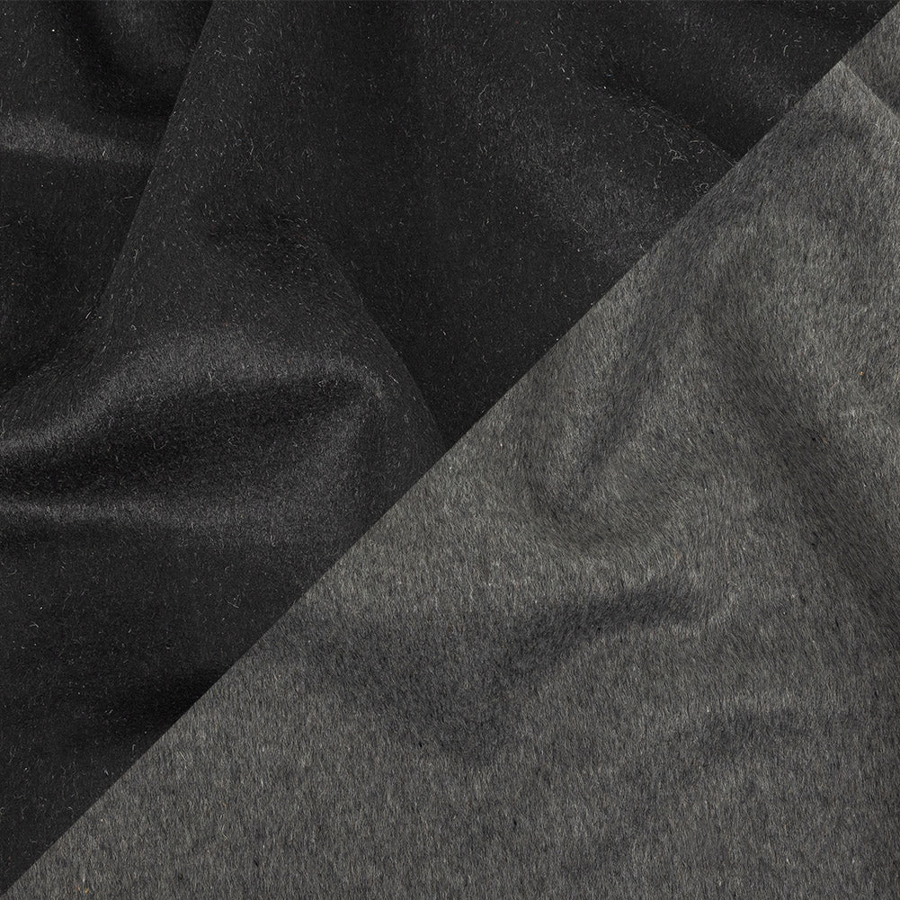 Black and Heathered Granite Gray Double-Faced Wool and Cashmere Double Cloth Black and Heathered Granite Gray Double-Faced Wool and Cashmere Double Cloth