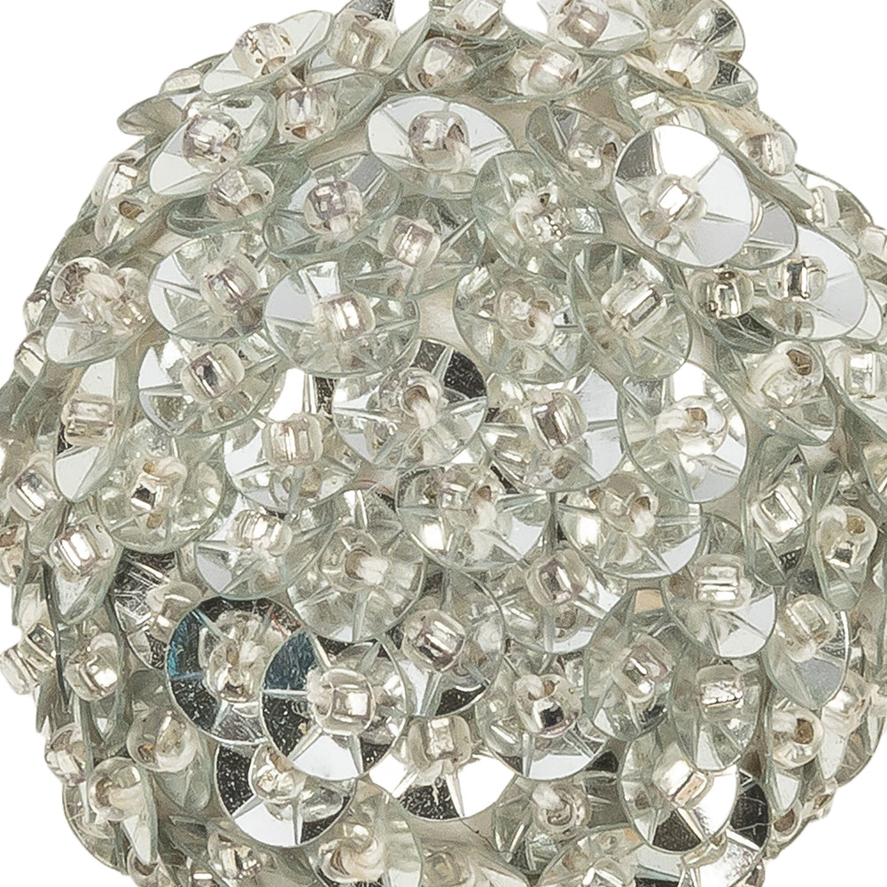 Vintage Silver Sequins and Silver-Lined Seed Beaded Tassel Applique - 1.25" Detail Vintage Silver Sequins and Silver-Lined Seed Beaded Tassel Applique - 1.25" Detail