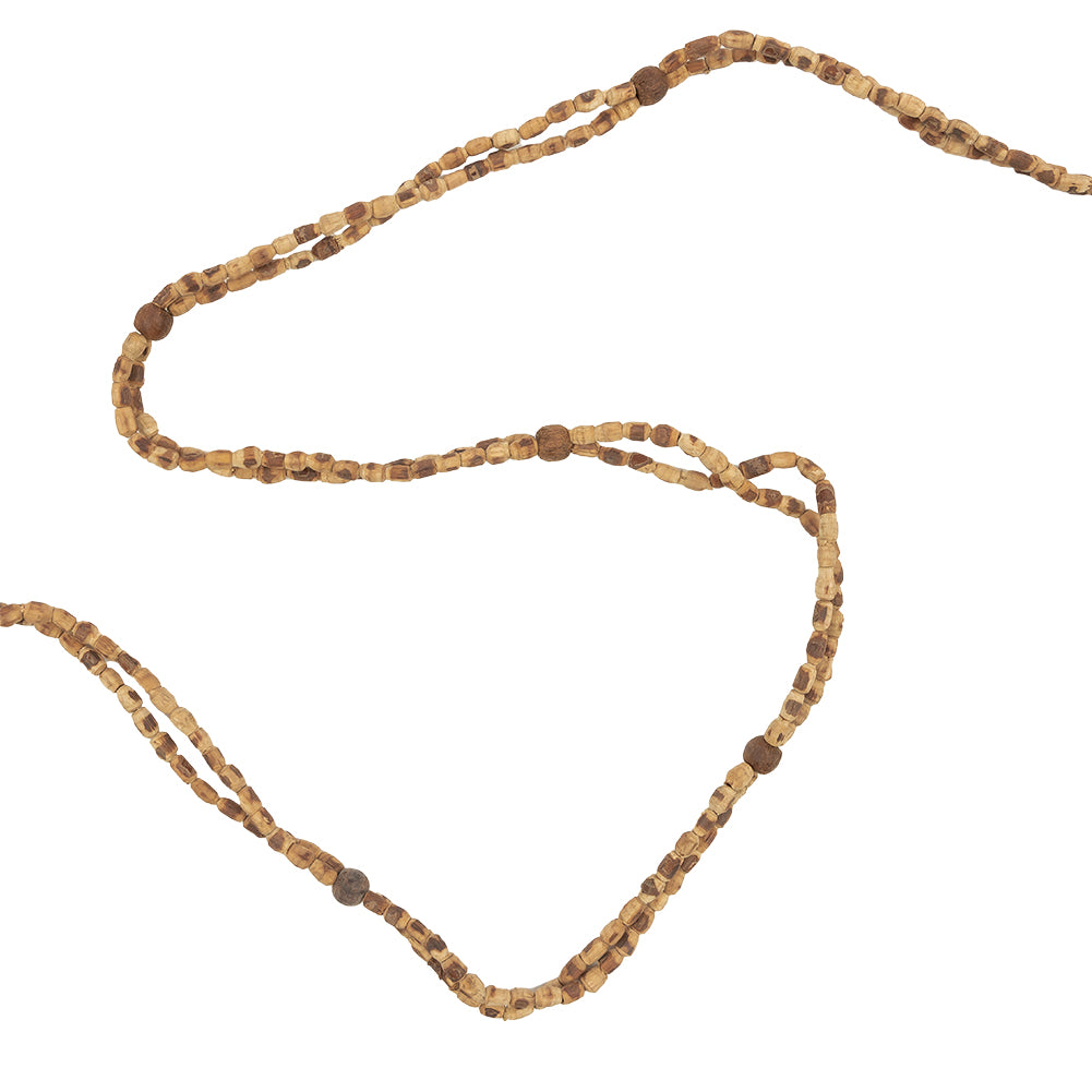 Vintage Dark Brown and Natural Wood Beaded Double Strand Belt - 56" x 0.375" Vintage Dark Brown and Natural Wood Beaded Double Strand Belt - 56" x 0.375"