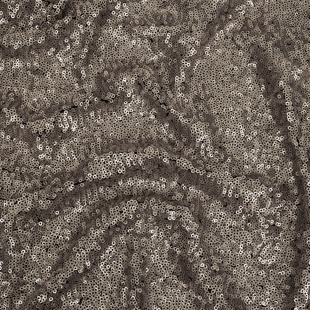 Dull-Polished Silver All-Over Baby Sequins on Black Mesh Dull-Polished Silver All-Over Baby Sequins on Black Mesh
