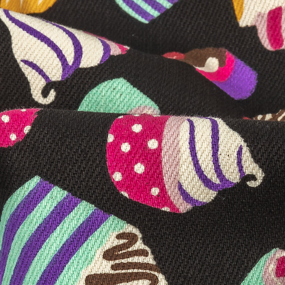 Black and Pink Cupcakes Printed Stretch Cotton Denim Detail Black and Pink Cupcakes Printed Stretch Cotton Denim Detail
