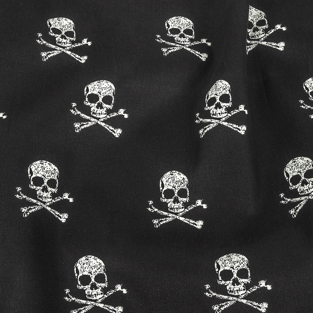 Skull and Crossbones Printed Stretch Cotton Denim Skull and Crossbones Printed Stretch Cotton Denim