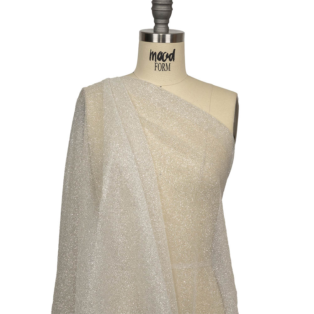 Tulle with Metallic Platinum Glitter - Optic White - Platina Collection Drape Tulle with Metallic Platinum Glitter - Optic White - Platina Collection Drape