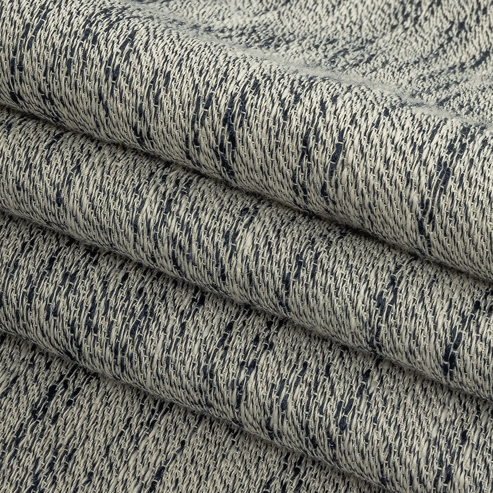 Twilight Blue and Lily White Striated Loopy Cotton Woven Folded Twilight Blue and Lily White Striated Loopy Cotton Woven Folded