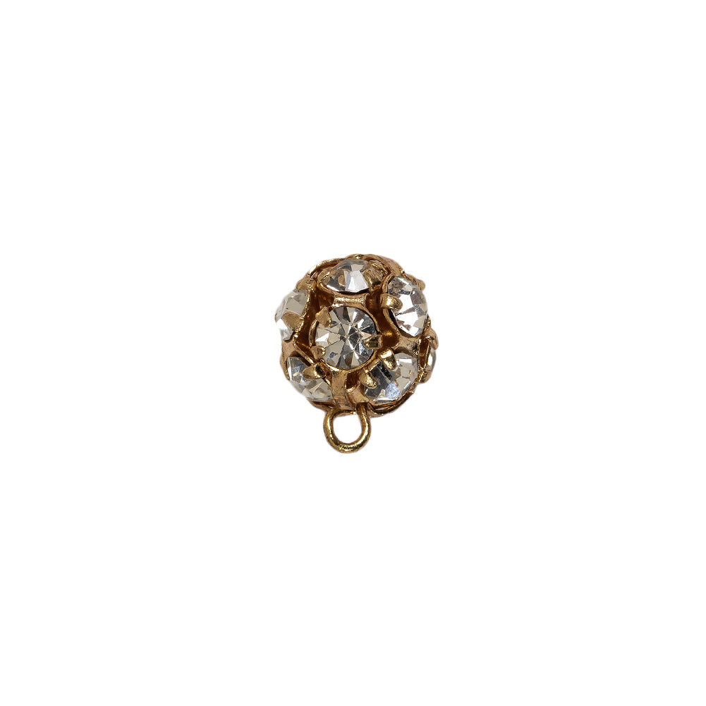 Vintage Crystal Rhinestones and Gold Metal Shank Back Ball Button - 17L/10.5mm Folded Vintage Crystal Rhinestones and Gold Metal Shank Back Ball Button - 17L/10.5mm Folded