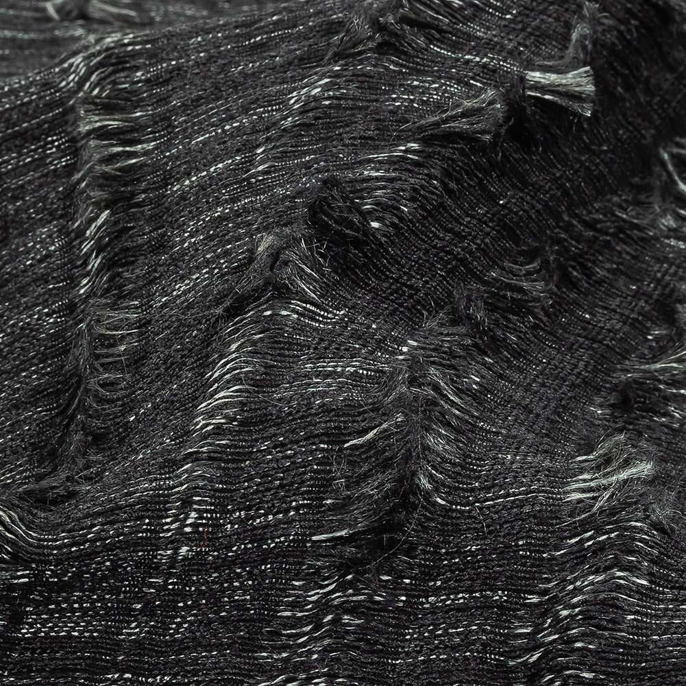 Black and Luminous Silver Fringed Waves Novelty Woven Detail Black and Luminous Silver Fringed Waves Novelty Woven Detail