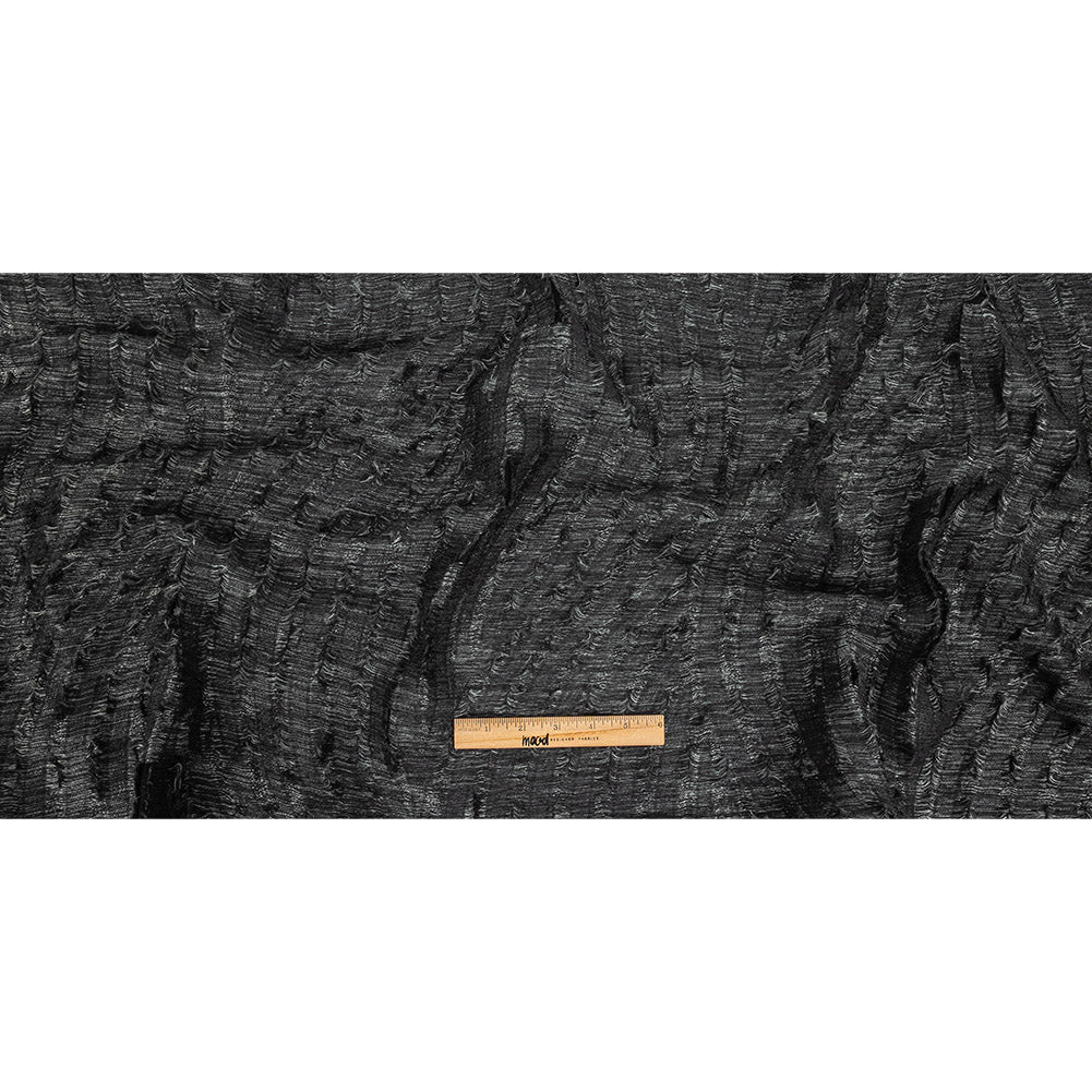 Black and Luminous Silver Fringed Waves Novelty Woven Full Black and Luminous Silver Fringed Waves Novelty Woven Full