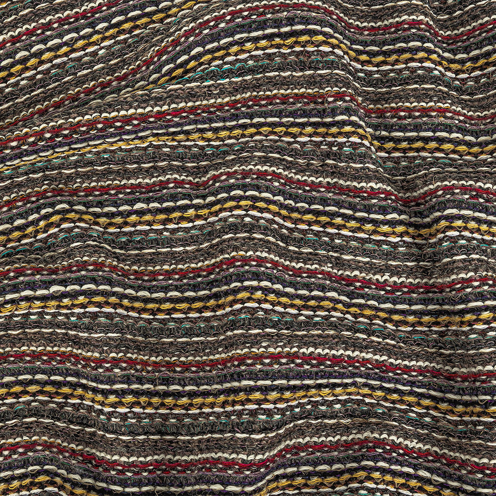 Taupe, Red and Yellow Striped Chunky Wool Knit Taupe, Red and Yellow Striped Chunky Wool Knit