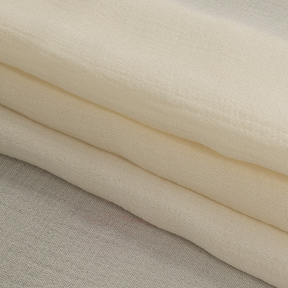 Canolli Cream Crinkled Viscose Double Cloth Crepe Folded Canolli Cream Crinkled Viscose Double Cloth Crepe Folded