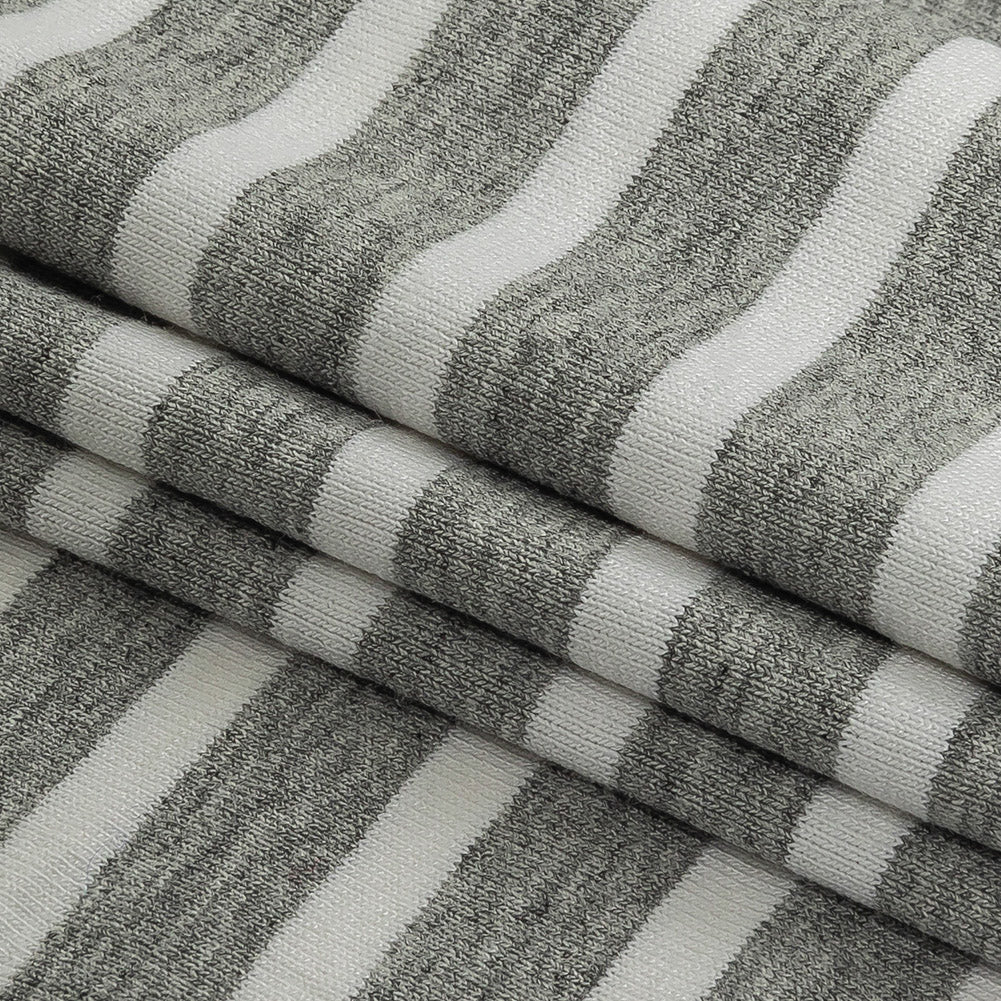 Heathered Gray and White Striped Stretch Rayon Jersey Folded Heathered Gray and White Striped Stretch Rayon Jersey Folded