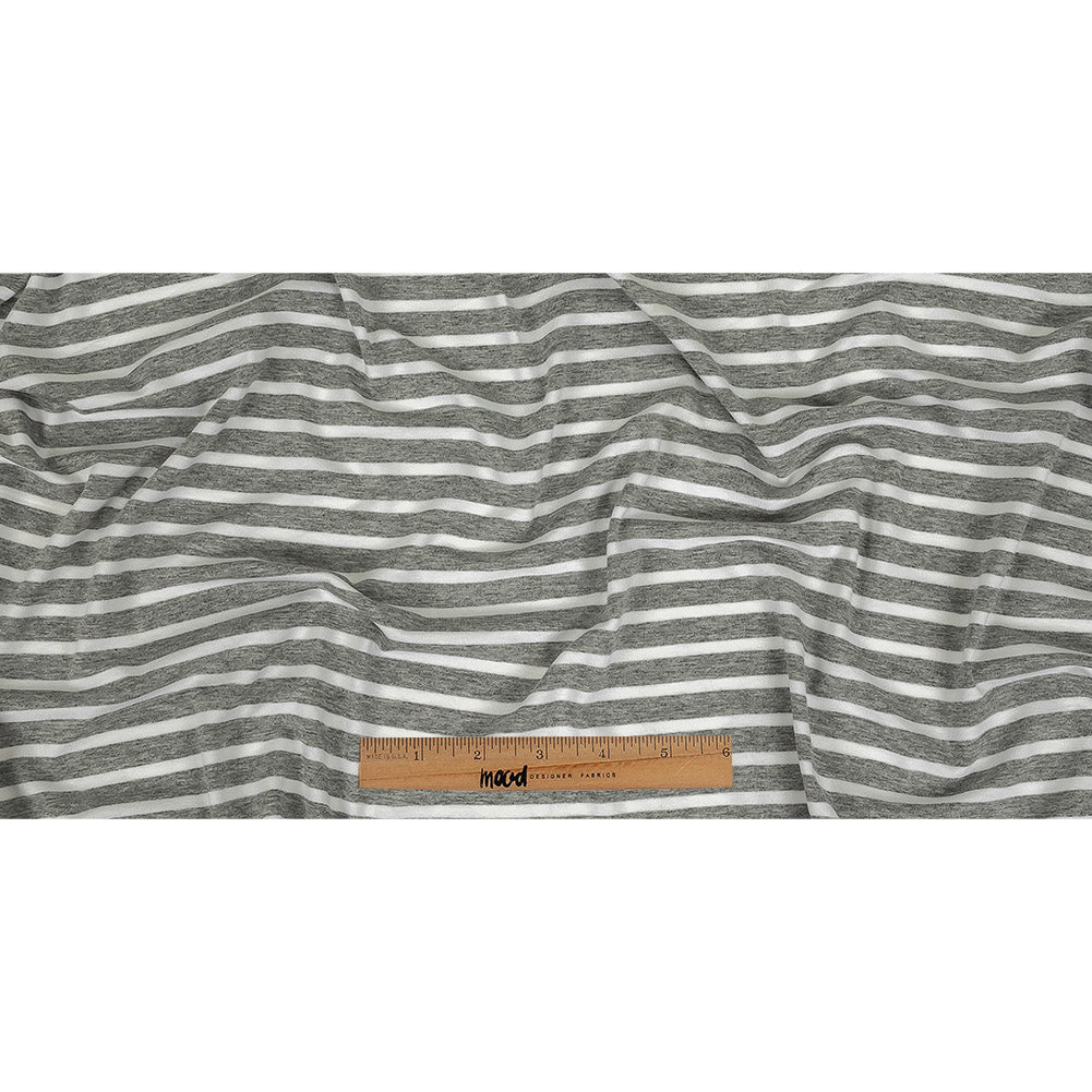 Heathered Gray and White Striped Stretch Rayon Jersey Full Heathered Gray and White Striped Stretch Rayon Jersey Full