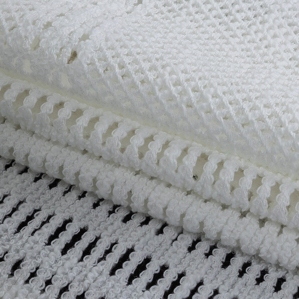 Italian Optic White Squares Stretch Crochet Lace Folded Italian Optic White Squares Stretch Crochet Lace Folded