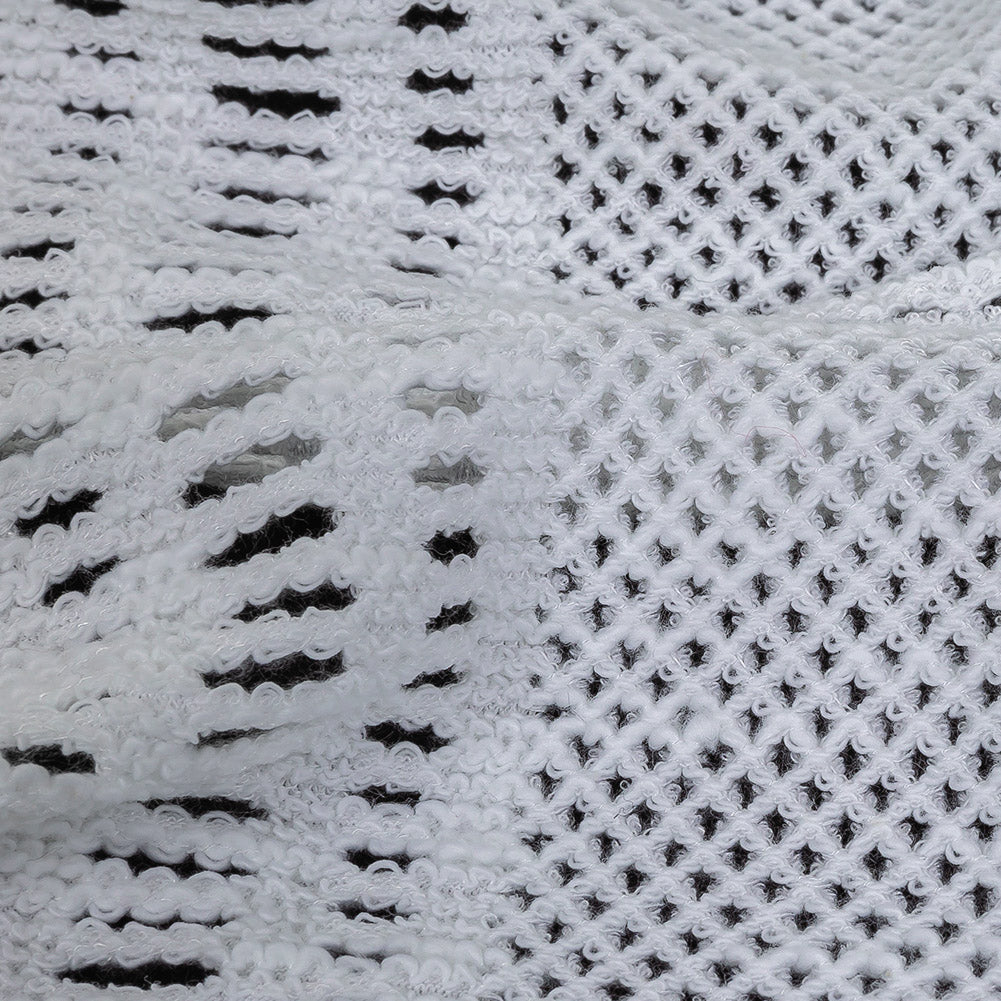 Italian Optic White Squares Stretch Crochet Lace Detail Italian Optic White Squares Stretch Crochet Lace Detail